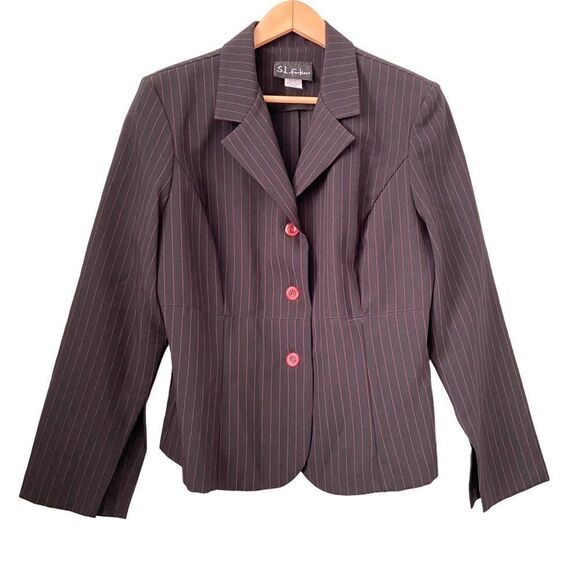 Vintage S.L. Fashions Made in USA Stripped Blazer in Size 16 - Picture 1 of 6